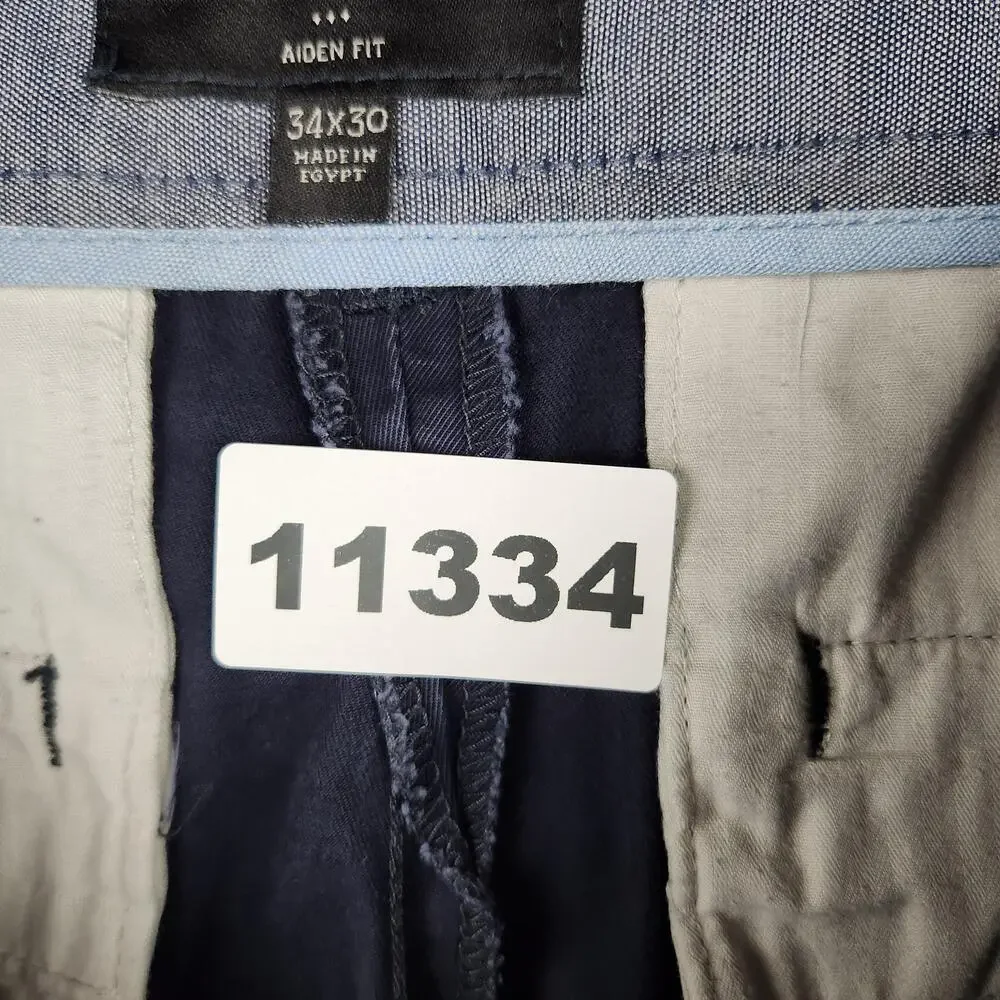 Banana Republic Chinos Mens 34x30 Navy Blue Aiden Fit Pants Flat Front Business